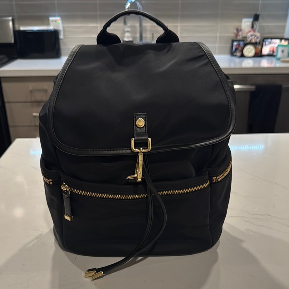 Calvin Klein Black Nylon Backpack with Gold Accents